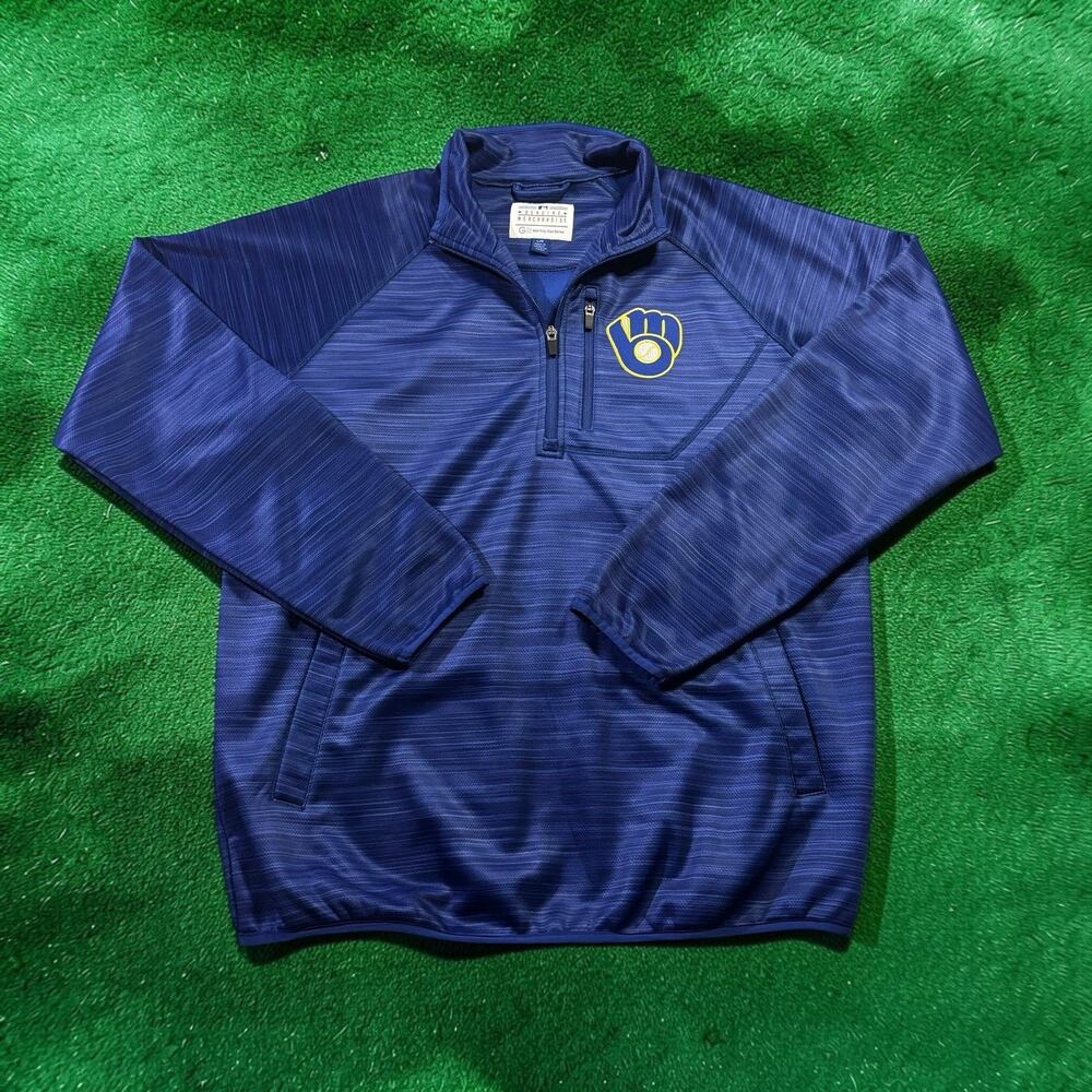 Milwaukee Brewers G-III 1/4 Zip Pullover Fleece Jacket Mens Large Blue MLB
